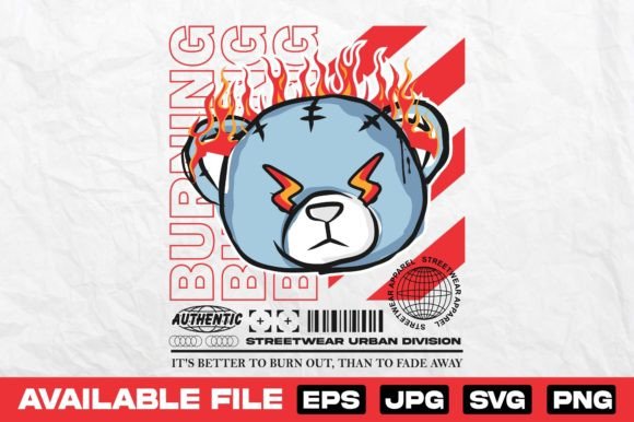 Burning Bear Doll Graphics for T-Shirt Designs