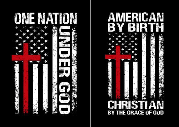 Christian Cross USA Flag Graphics for T-Shirt Designs
