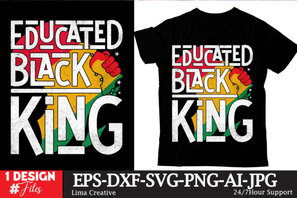Educated Black King Graphics for T-Shirt Designs