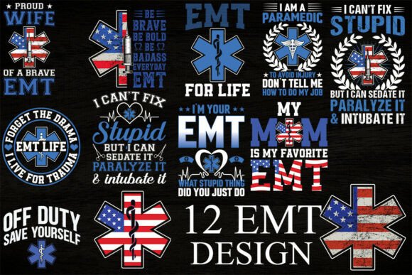 EMT T-Shirt Design Bundle: Graphics for Sellers