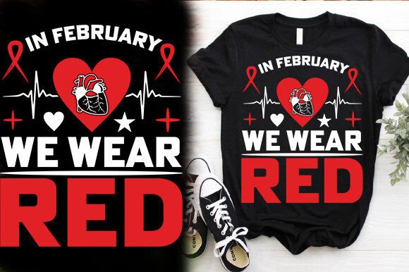 February Red Tee Graphics for T-Shirt Designs