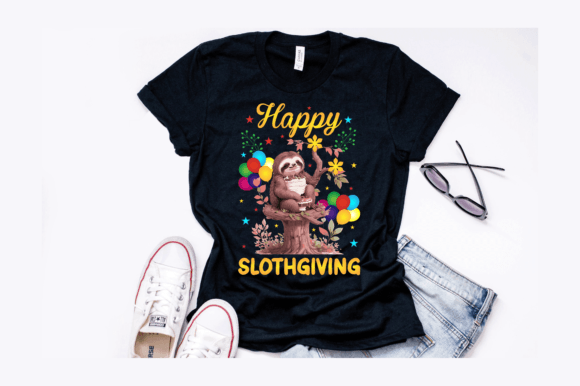 Happy Sloth Thanksgiving Graphics & T-Shirt Designs