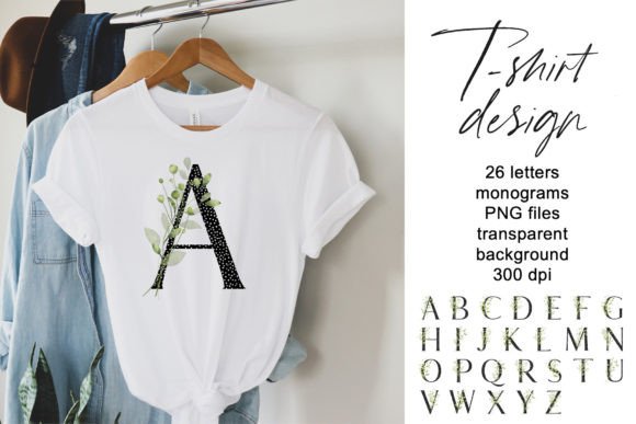 Monogram Leaves Graphics for T-Shirt Designs
